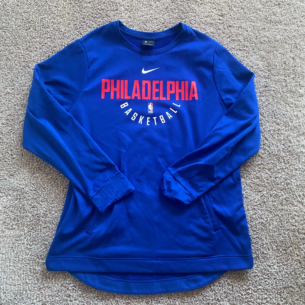 Nike Philadelphia Basketball Sweatshirt - Royal Blue with Red and White Logo